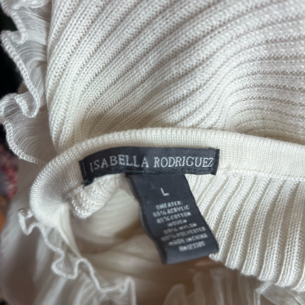 Isabella Rodriguez Sheer White Ruffle Overlay Blouse - Picture 4 of 4